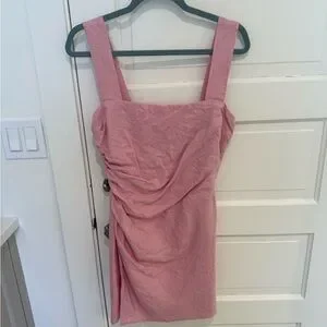knee length dresses for ladies Reformation Brown Kerrigan Linen Dress US4 UK 8